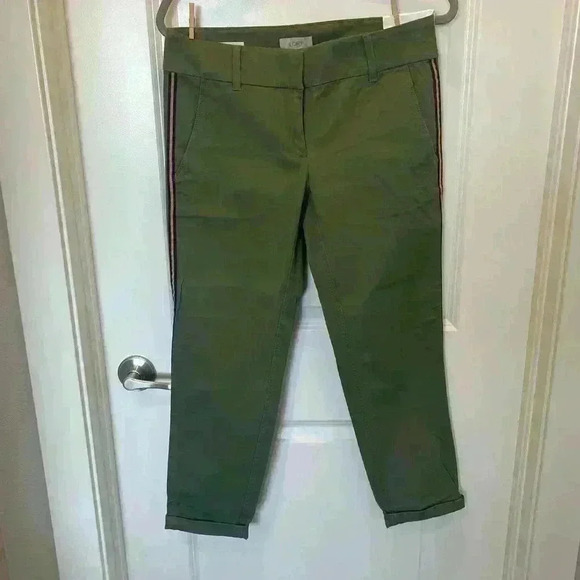 NWT Loft Modern Chino Crop army green with orange stripe size 2 - Picture 1 of 7